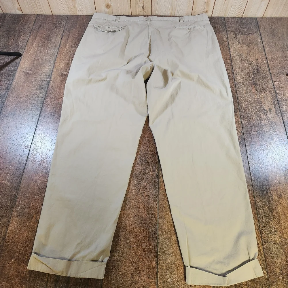 Polo Ralph Lauren Pants Mens 46 B X 34 Big Hammond Chino Beige Pleated Tapered